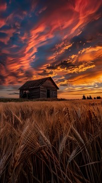 Free Dramatic Sky Sunset Image - Sunset, Cabin, Wheat | Download at ...