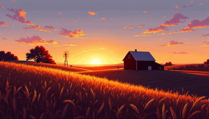 Free Pixel Farm Sunset Image - Pixelart, Farm, Sunset | Download at ...