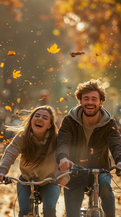 Free Joyful Autumn Ride Image - Autumn, Bicycles, Couple | Download at ...