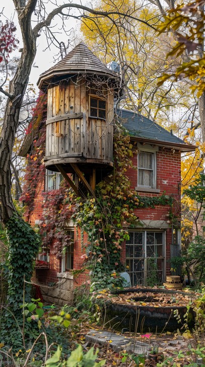 Treehouse With Color Free Enchanted Treehouse Sanctuary Image - Treehouse, Autumn, Leaves ...