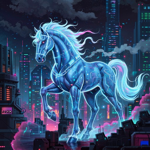 Free Cybernetic Blue Horse Image - Cyberpunk, Horse, Neon | Download at ...