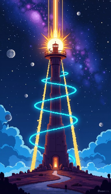 Download Pixel Space Beacon Image - Lighthouse, Cosmic, Beacon | StockCake