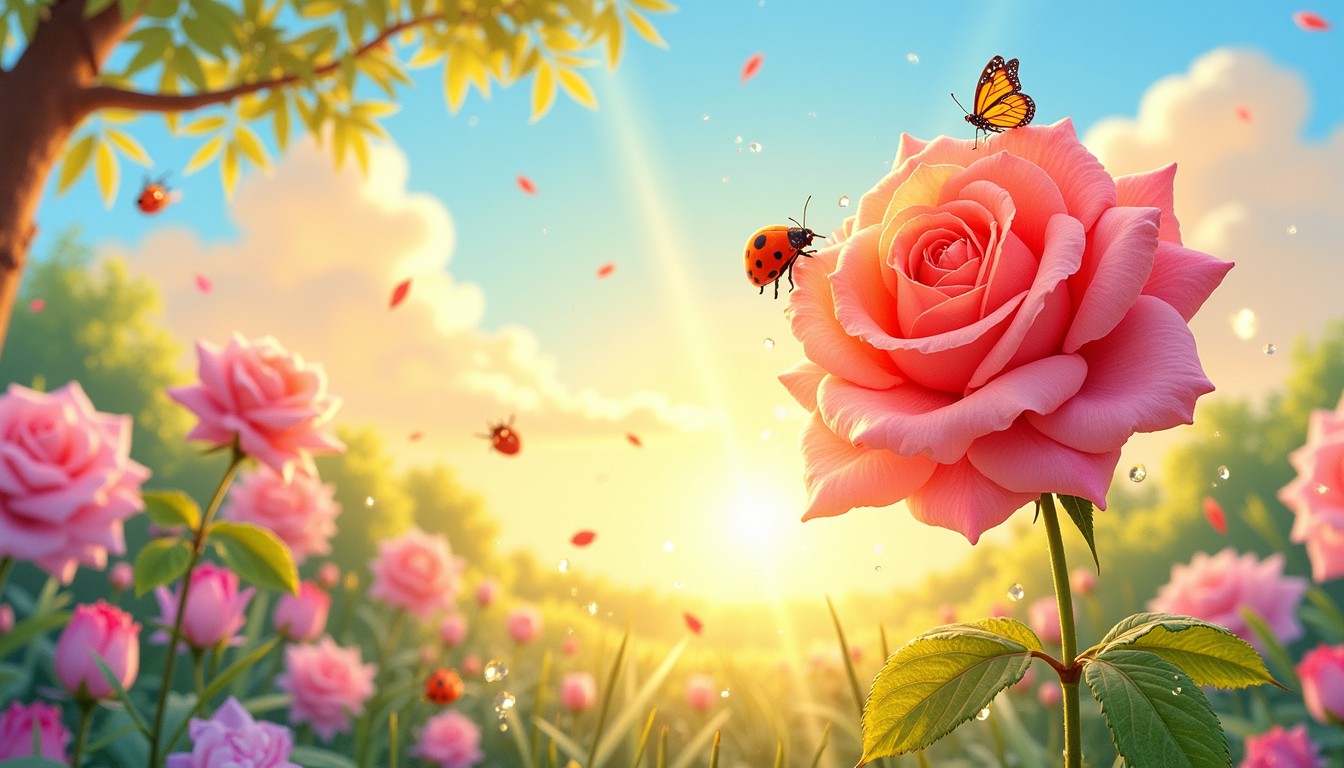 Free Glowing Rose Wonder Image - Rose, Butterfly, Ladybug | Download at ...