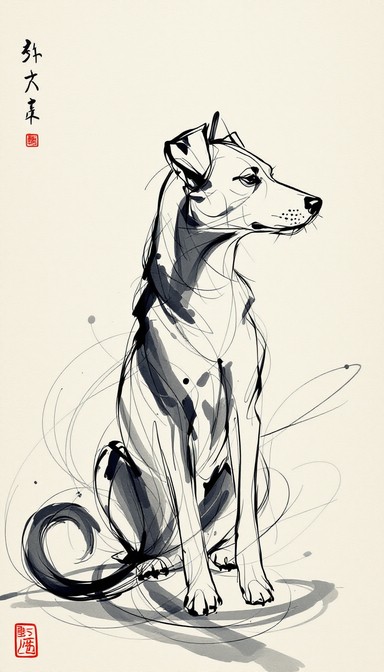 Free Graceful Ink Dog Image - Minimal, Ink, Dog | Download at StockCake