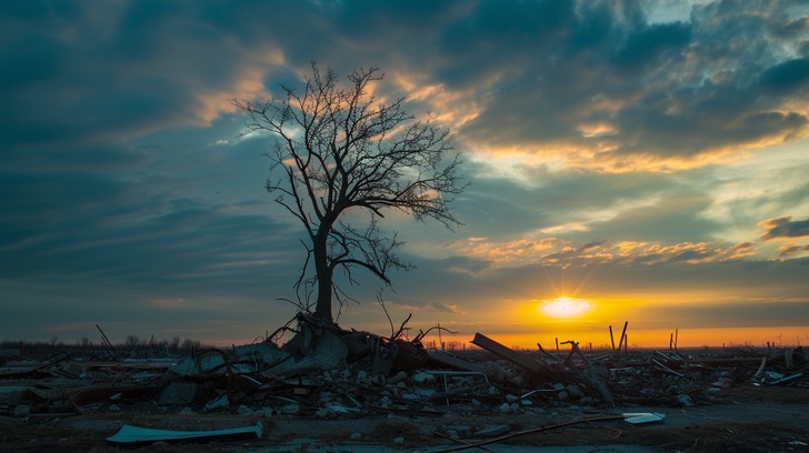 Free Sunset Amidst Devastation Image - Sunset, Tree, Devastation ...