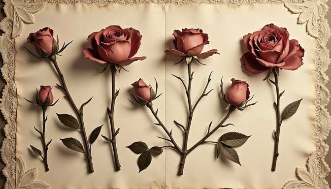 Parchment Colour Roses Free Vintage Floral Specimen Image - Botanical, Roses, Thorns ...