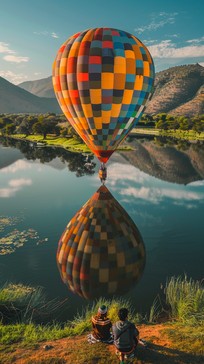 Free Balloon Reflection Scene Image - Balloon, Reflection, Sunset ...