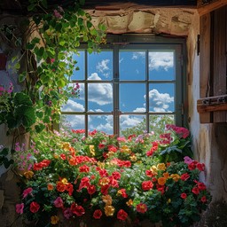 Free Blooming Window View Image - Flowers, Window, Rustic | Download at ...