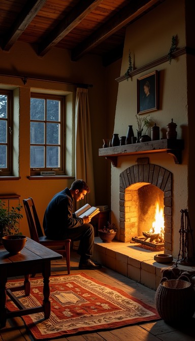 Fireside Rocking Chair Reading Free Fireside reading nook Image - Fireplace, Cozy, Rustic | Download ...