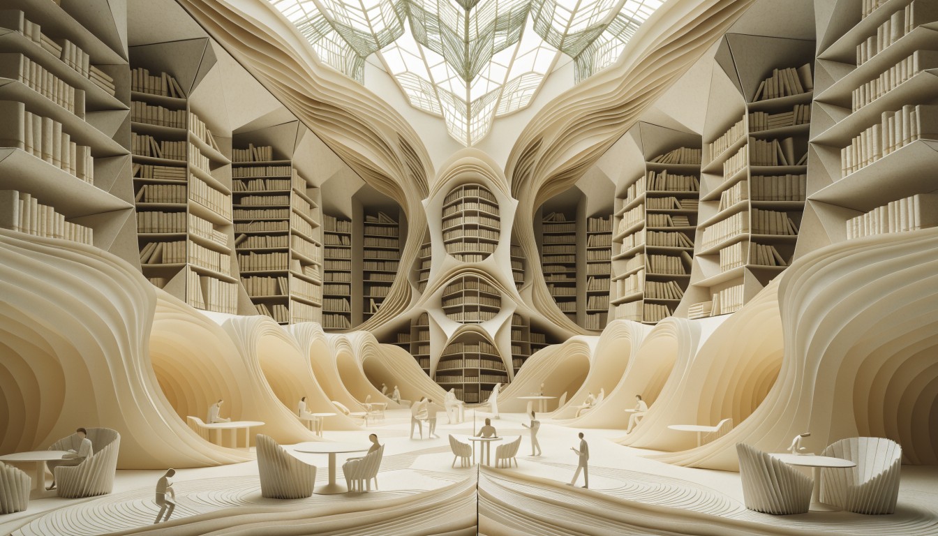 Free Paper Library Architecture Image - Papercraft, Origami, Library ...