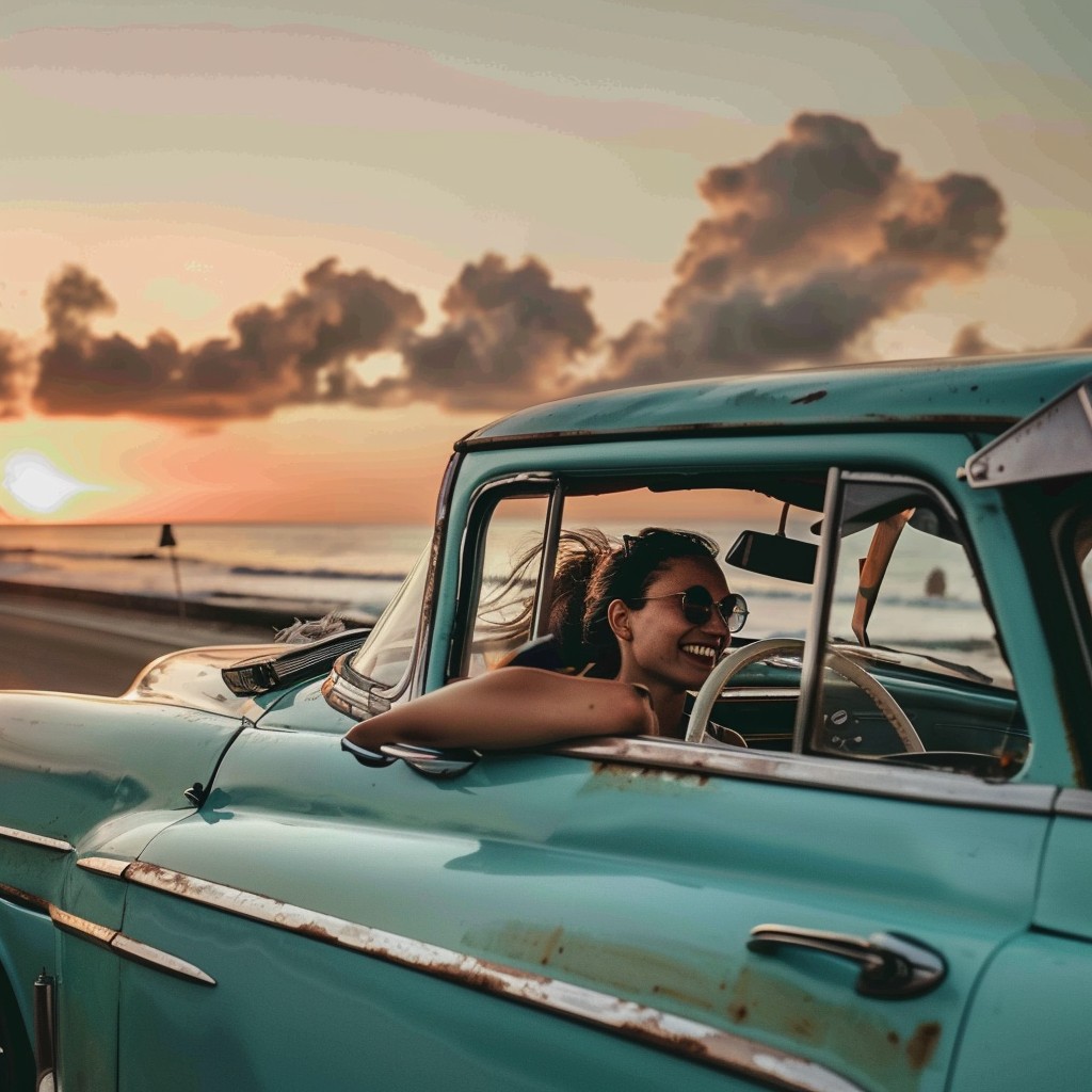 Free Sunset Drive Bliss Image - Sunset, Woman, Vintage | Download at ...
