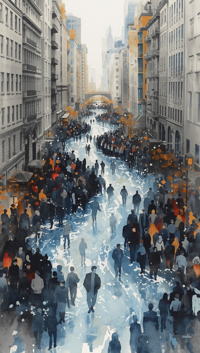 Free Urban River Flow Image - Watercolor, Urban, Crowd | Download at ...