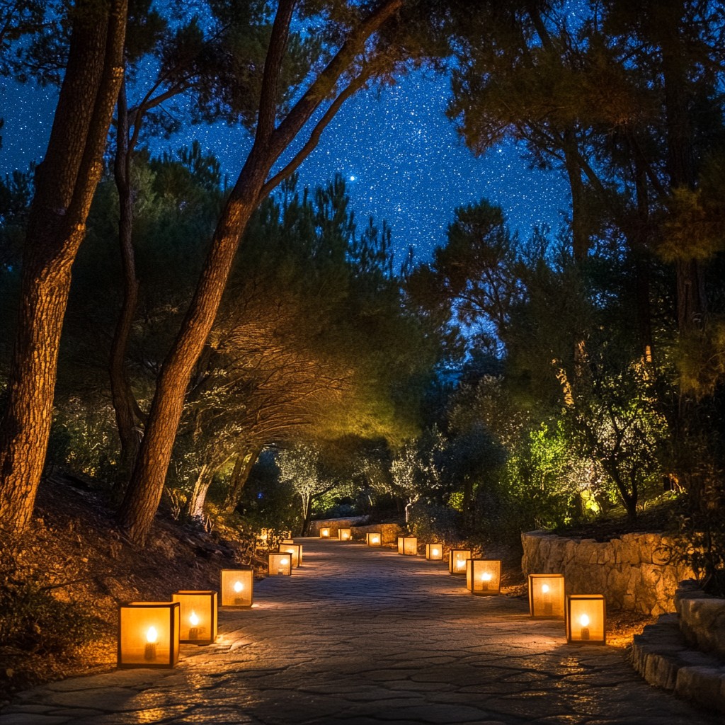 Free Starry Night Walk Image - Night, Stars, Lanterns | Download at ...