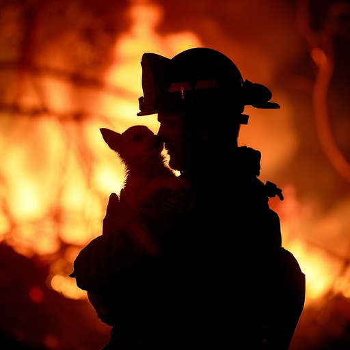 Free Heroic Rescue Effort Image - Firefighter, Silhouette, Animal ...
