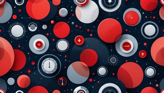 Red Stylized Space Pattern Free Space Button Pattern Image - Geometric, Circular, Modern ...