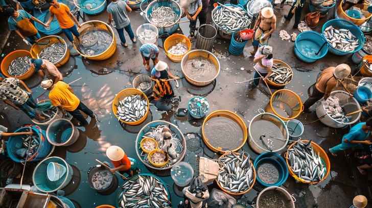 Free Busy fish market Image - Market, Seafood, Workers | Download at ...