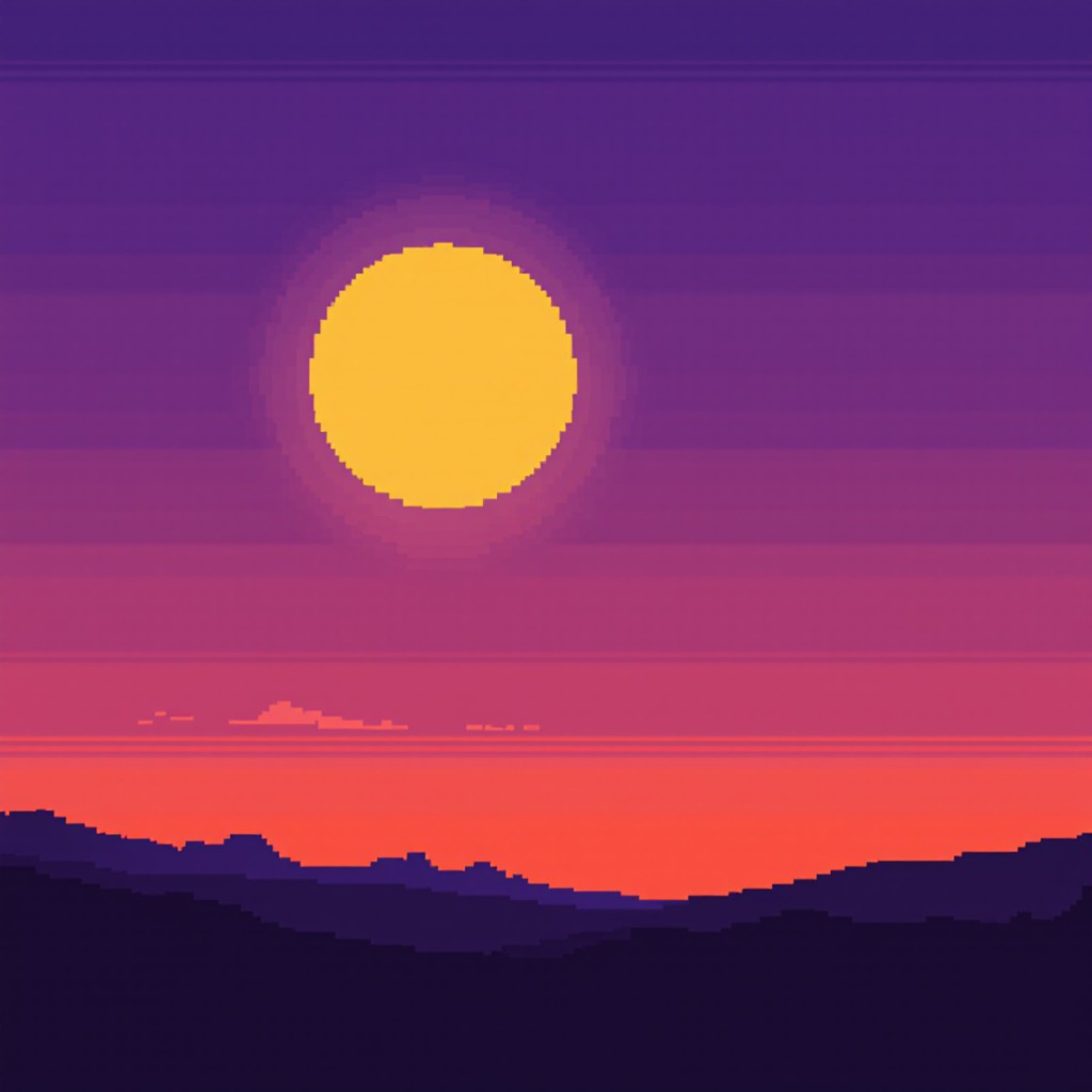 Free Pixel Sun Silhouette Image - Sunset, Pixelart, Minimal | Download ...