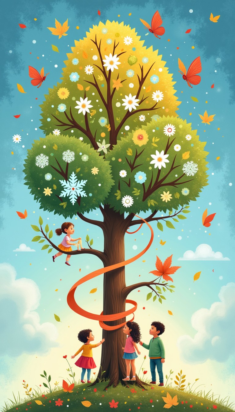 Free Four Seasons Tree Image - Tree, Seasons, Children | Download at ...