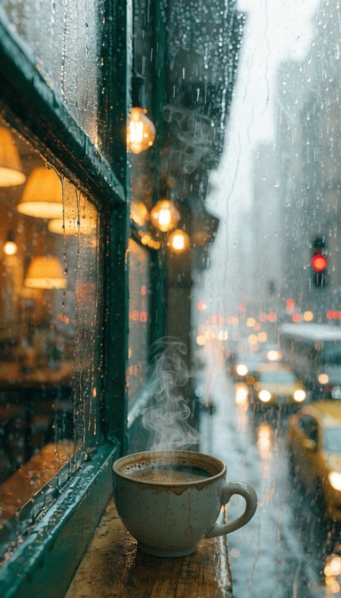 Free Rainy Cafe Solitude Image - Rain, Cafe, Coffee | Download at StockCake