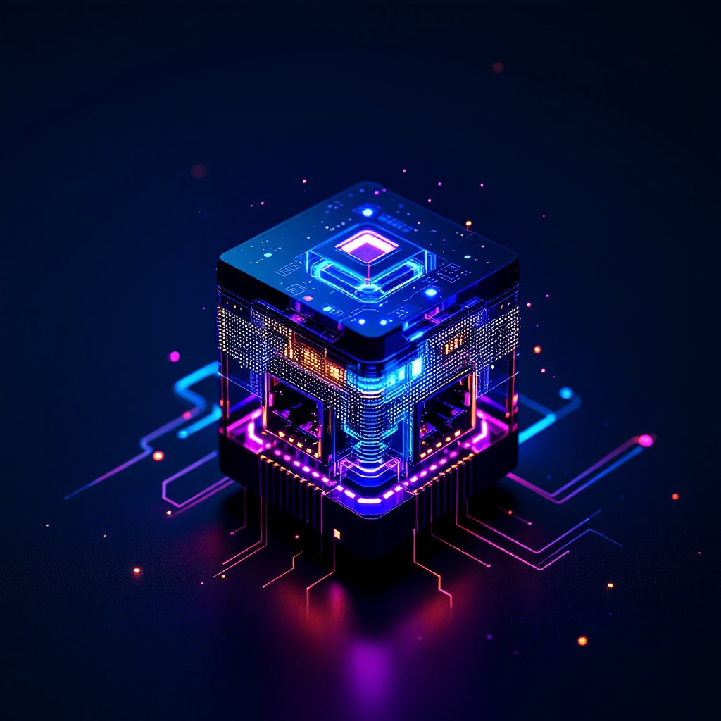 Free Glowing Tech Cube Image - Technology, Cyberpunk, Futuristic ...