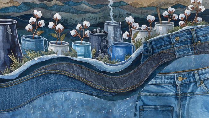Free Denim Wave Art Image - Denim, Wave, Fabric | Download at StockCake