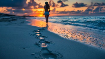 Free Sunset beach walk Image - Sunset, Beach, Woman | Download at StockCake