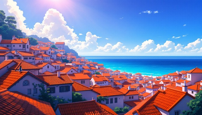 Free Orange Rooftops Cascade Image - Anime, Manga, Rooftops | Download ...