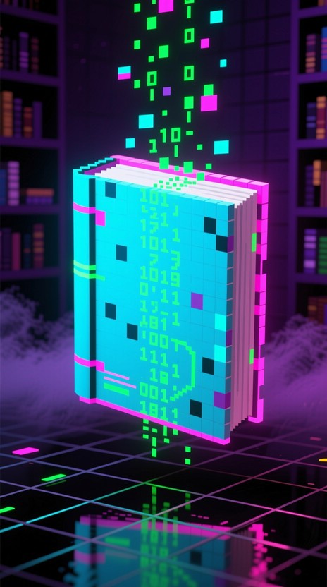 Free Neon Pixel Book Image - Cyberpunk, Neon, Pixel | Download at StockCake