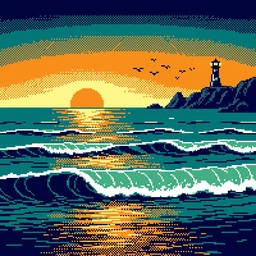 Free Pixel Ocean Sunset Image - Pixel, Ocean, Sunset | Download at ...