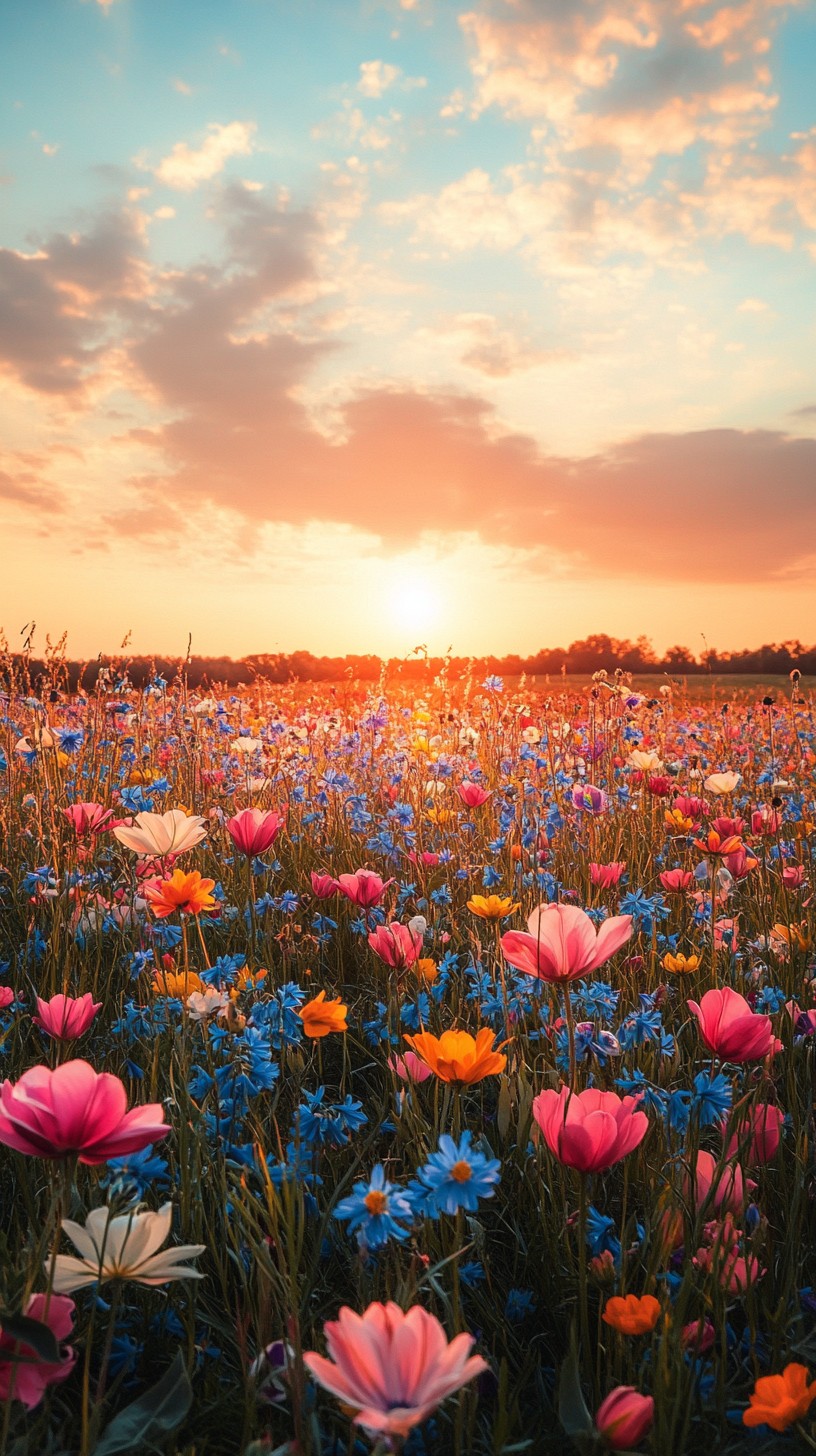 Free Sunset Flower Field Image - Sunset, Flowers, Field | Download at ...