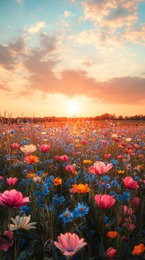 Free Sunset Flower Field Image - Sunset, Flowers, Field | Download at ...