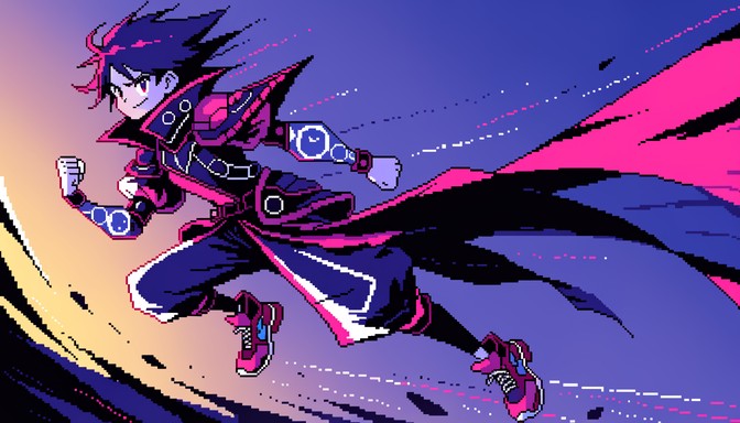 Free Pixel Hero Leaps Image - Pixel, Hero, Manga | Download at StockCake