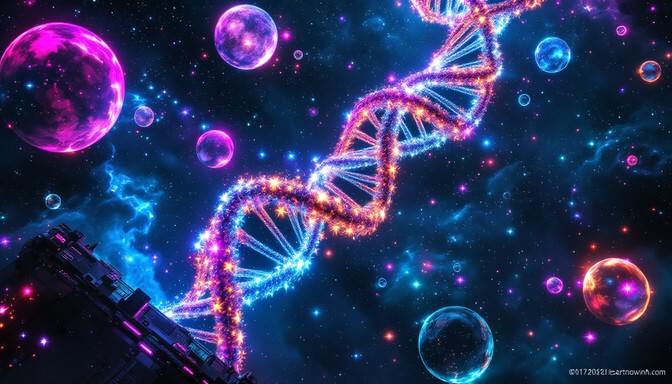 Free Glowing DNA Helix Image - Dna, Helix, Neon | Download at StockCake