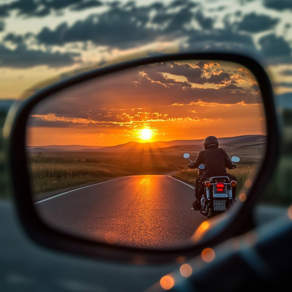 Free Sunset Ride Reflection Image - Sunset, Motorcyclist, Reflection ...