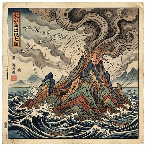 Ukiyo E Rocks Free Volcanic Islands Rising Image - Ukiyo-e, Volcano, Japanese ...