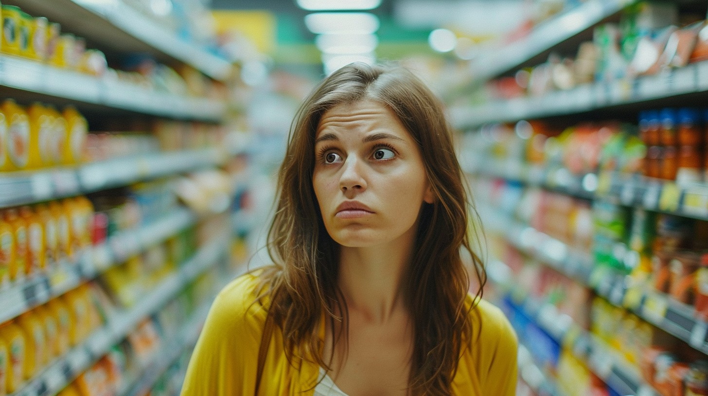 Overwhelming Store Free Perplexed Shopper Deciding Image - Woman, Shopping, Grocery ...
