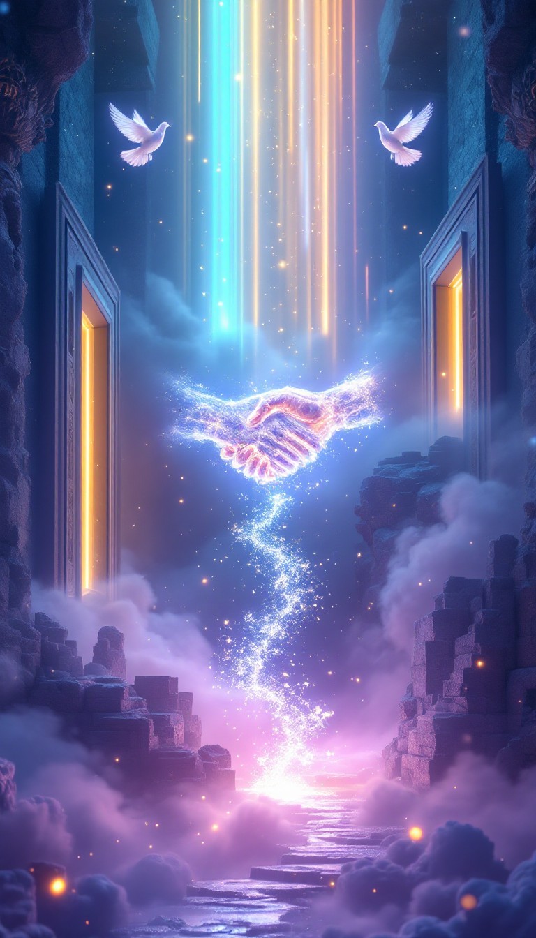 Free Celestial Unity Handshake Image - Handshake, Unity, Celestial ...
