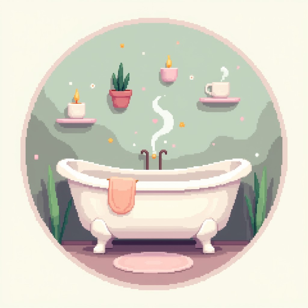Download Pixel Bath Sanctuary Image - Pixel, Bathtub, Steam | StockCake