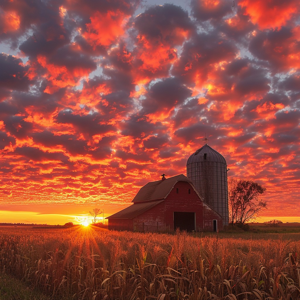 Free Sunset Barn Brilliance Image - Sunset, Barn, Field | Download at ...