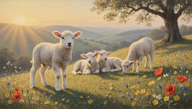 Free Lambs Enjoying Sunshine Image - Lambs, Sunlight, Meadow | Download ...