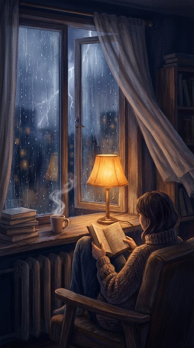 Free Rainy Night Reading Image - Reading, Book, Rain | Download at ...