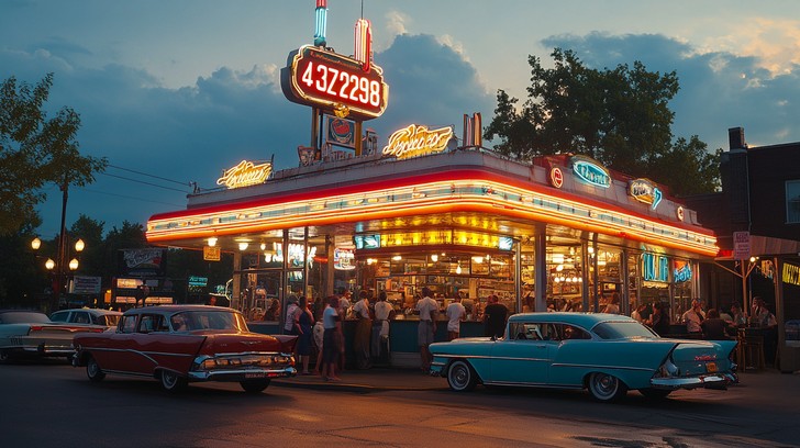 Download Vintage Diner Evening Image - Vintage, Diner, Evening | StockCake