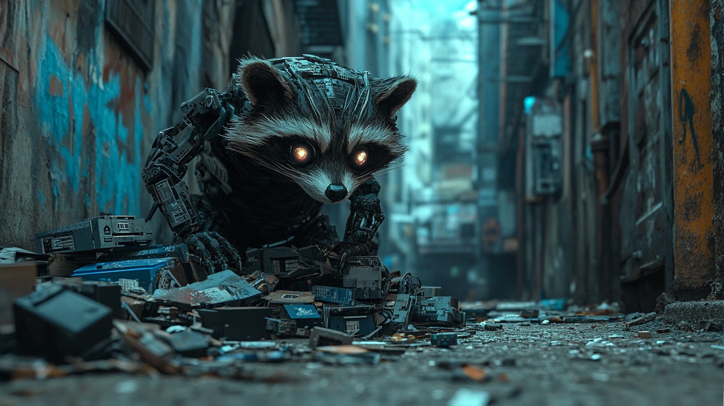 Digital Racoon Free Cybernetic Raccoon Emerges Image - Cybernetic, Raccoon, Glowing ...