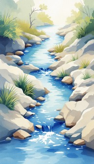 Free Peaceful Stream Flows Image - Watercolor, Stream, Nature ...