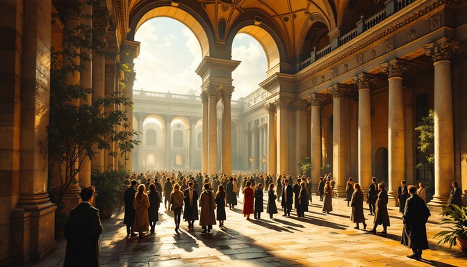 Free Scholars Among Columns Image | Download at StockCake