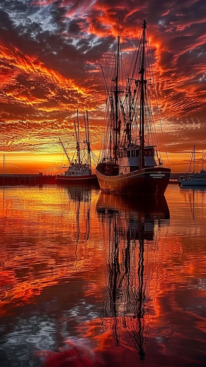 Free Sunset Harbor View Image - Sunset, Harbor, Boats | Download at ...