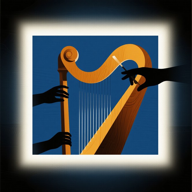 Free Golden Harp Silhouette Image - Harp, Music, Instrument | Download ...