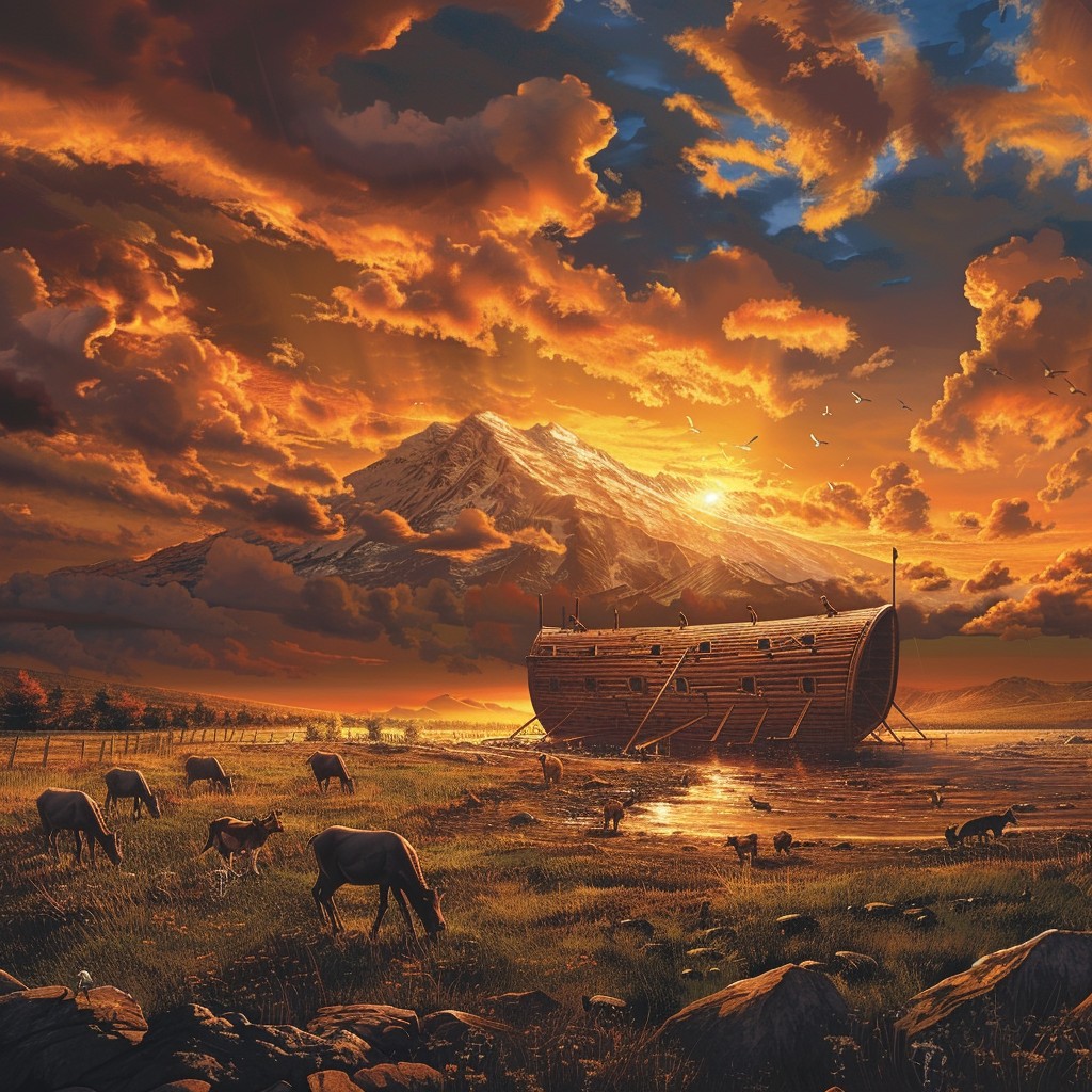 Free Noah's Ark Sunset Image - Sunset, Ark, Animals | Download at StockCake