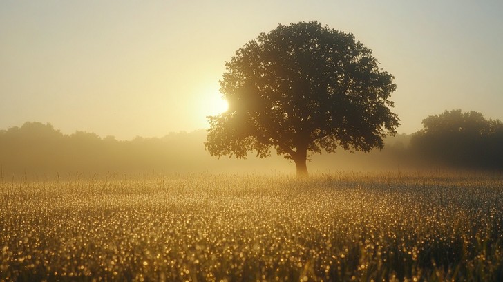 Free Sunrise behind tree Image - Sunrise, Tree, Field | Download at ...