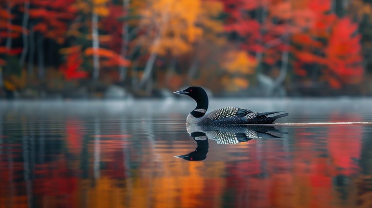 Loon Scene Free Loon on water Image - Loon, Water, Autumn | Download at StockCake